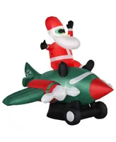 Homcom 7.3' Long Christmas Inflatable Santa Claus Plane Front Yard