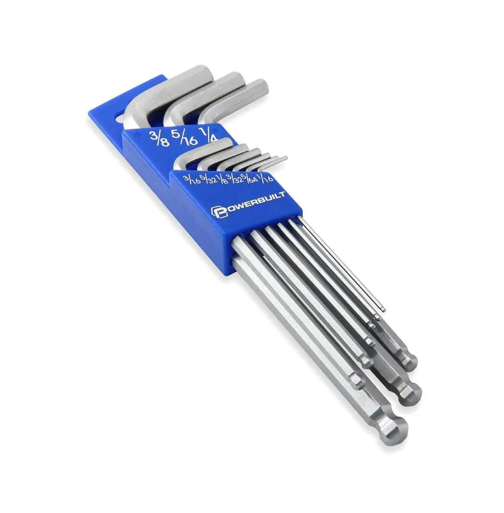 Powerbuilt 9 Piece Sae Long Arm Hex Key Wrench Set