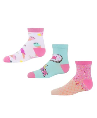 MeMoi Girls 3 Pairs Ice Cream Cotton Blend Ankle Socks