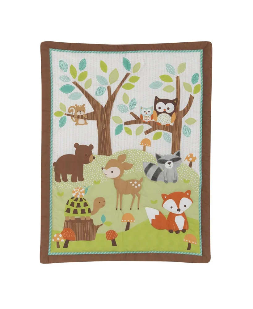 Bedtime Originals Friendly Forest White/Brown/Green Woodland Animals & Trees 3-Piece Nursery Baby Crib Bedding Set