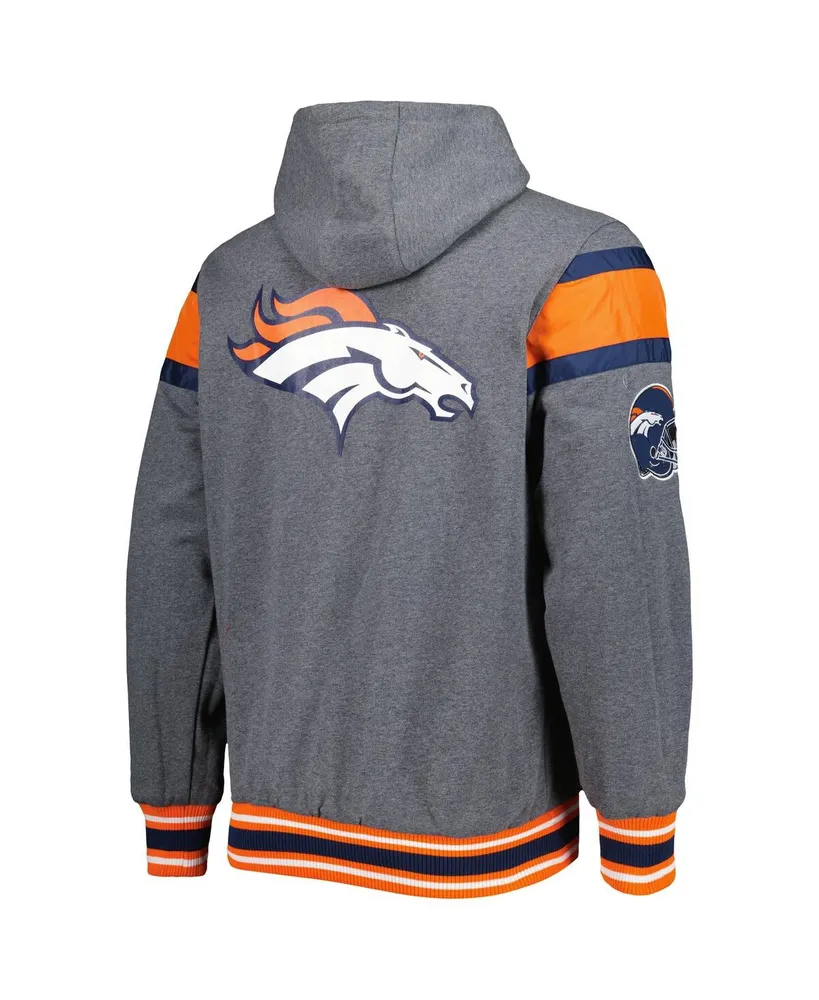 Men's G-iii Sports by Carl Banks Orange, Gray Denver Broncos Extreme Full Back Reversible Hoodie Full-Zip Jacket