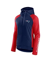 Women's Fanatics Navy, Red New England Patriots End Around Raglan Full-Zip Hoodie
