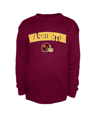 Men's Burgundy Washington Commanders Big and Tall Waffle-Knit Thermal Long Sleeve T-shirt