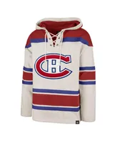 Men's '47 Brand Oatmeal Montreal Canadiens Rockaway Lace-Up Pullover Hoodie