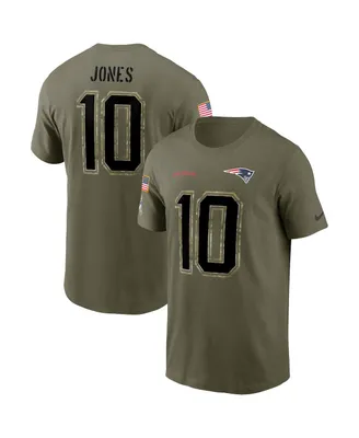 Men's Nike Mac Jones Olive New England Patriots 2022 Salute to Service Name and Number T-shirt