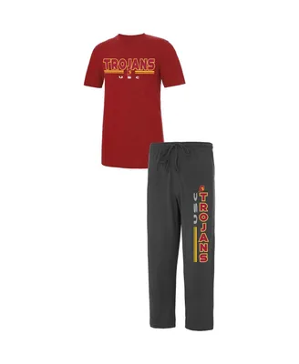 Men's Concepts Sport Cardinal, Charcoal Usc Trojans Meter T-shirt and Pants Sleep Set