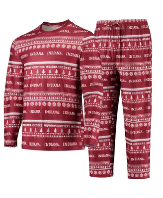 Men's Concepts Sport Crimson Indiana Hoosiers Ugly Sweater Long Sleeve T-shirt and Pants Sleep Set