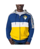 Men's Starter Royal, Gold Los Angeles Rams Playoffs Color Block Full-Zip Hoodie