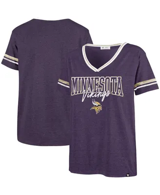 Women's '47 Brand Heathered Purple Minnesota Vikings Hollow Bling Piper Luxe V-Neck T-shirt