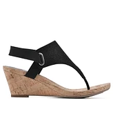 White Mountain Women's All Good Thong Wedge Sandals