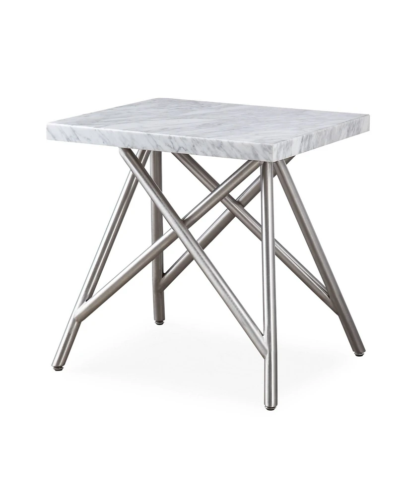 Coral Carrara Marble End Table