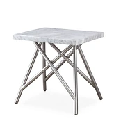 Coral Carrara Marble End Table