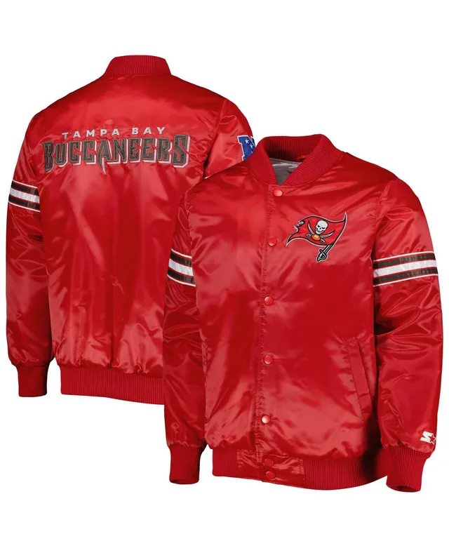 Starter Men's White/Red Tampa Bay Buccaneers Historic Logo Renegade Satin Varsity Full-Snap Jacket