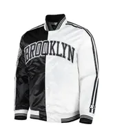 Men's Starter Black, White Brooklyn Nets Fast Break Satin Full-Snap Jacket