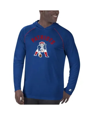 Men's Starter Navy New England Patriots Vintage-Like Logo Raglan Hoodie T-shirt
