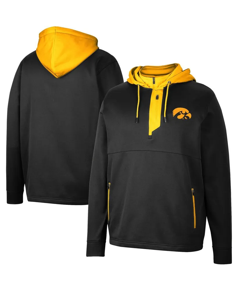 Men's Colosseum Black Iowa Hawkeyes Luge 3.0 Quarter-Zip Hoodie