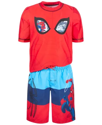 Dreamwave Little Boys 2-Pc. Spiderman Rash Guard & Swim Shorts Set