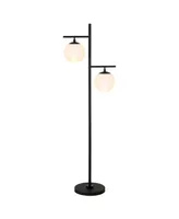 Pyrus 2-Light Floor Lamp with Glass Shades