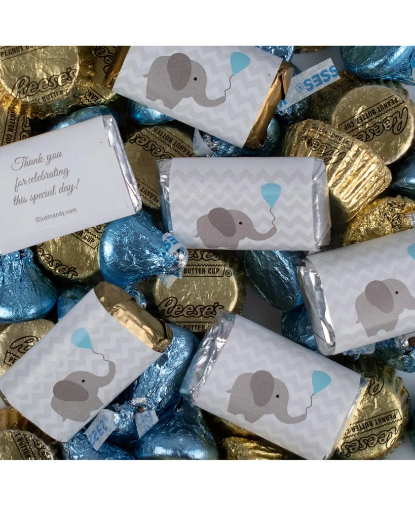 Just Candy 130 pcs Boy Baby Shower Candy Hershey's Chocolate Mix (1.65 lb) - Blue Baby Elephant
