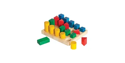 Guidecraft Wooden Colorful Shapes and Sizes Geo Forms - 20 Pieces