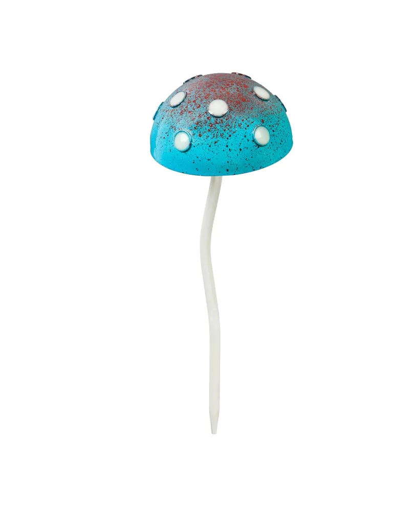 Evergreen 12.5"H Glow in the Dark Mushroom Plant Pick, Blue