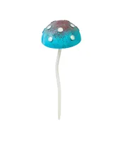 12.5"H Glow in the Dark Mushroom Plant Pick, Blue