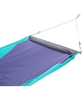 Eno SkyLoft Hammock - 1 Person Portable Hammock - For Camping, Hiking, Backpacking, Travel, Festival, or the Beach - Seafoam/Navy