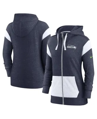 Women's Nike College Navy and White Seattle Seahawks Plus Size Monaco Full-Zip Hoodie