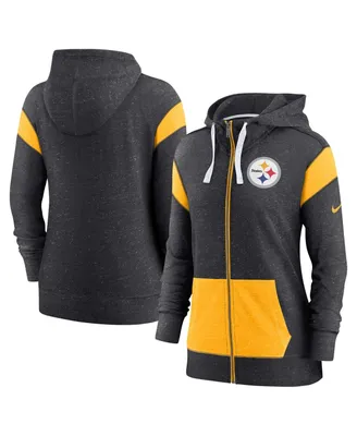 Women's Nike Heathered Black and Gold Pittsburgh Steelers Plus Size Monaco Full-Zip Hoodie