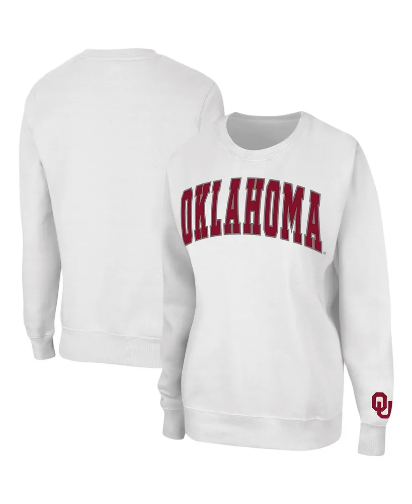 Women's Colosseum White Oklahoma Sooners Campanile Pullover Sweatshirt