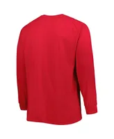 Men's Red Wisconsin Badgers Big and Tall Two-Hit Raglan Long Sleeve T-shirt