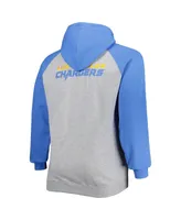 Profile Men's Fanatics Branded Heather Gray Los Angeles Chargers Big and Tall Fleece Raglan Full-Zip Hoodie Jacket