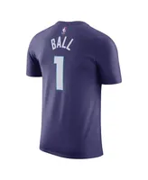 Men's Jordan LaMelo Ball Purple Charlotte Hornets 2022/23 Statement Edition Name and Number T-shirt