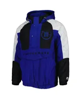 Men's Starter Blue, Black Trackhouse Racing The Body Check Half-Snap Pullover Jacket