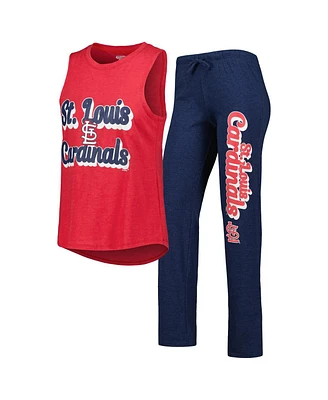 Concepts Sport Women's Navy, Red St. Louis Cardinals Wordmark Meter Muscle Tank Top and Pants Sleep Set