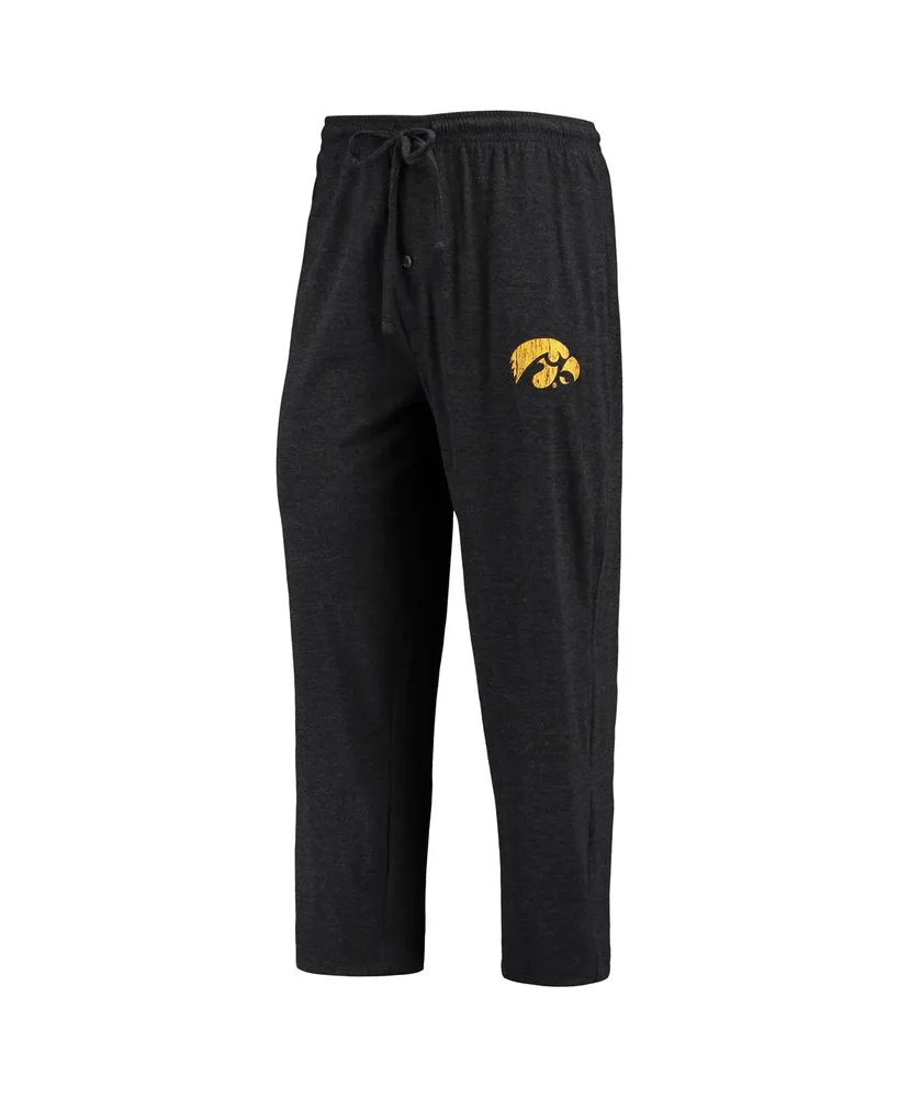 Men's Concepts Sport Black and Heathered Charcoal Iowa Hawkeyes Meter Long Sleeve T-shirt Pants Sleep Set