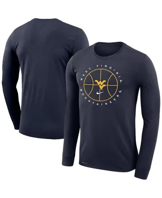 Men's Nike Navy West Virginia Mountaineers Basketball Icon Legend Performance Long Sleeve T-shirt