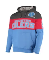 Men's Starter Gray and Red Houston Oilers Extreme Fireballer Throwback Pullover Hoodie