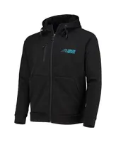 Men's Dunbrooke Black Carolina Panthers Shag Tri-Blend Full-Zip Raglan Hoodie