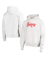 Men's Champion Heathered Gray Nebraska Huskers Team Vault Logo Reverse Weave Pullover Hoodie