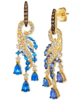 Le Vian Multi-Gemstone (2-1/4 ct. t.w.) & Diamond (1/2 ct. t.w.) Statement Drop Earrings in 14k Gold