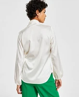 Bar Iii Women's Bow-Tie Long-Sleeve Blouse, Created for Macy's