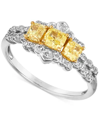 Le Vian Couture Sunny Yellow Diamond (3/4 ct. t.w.) & Vanilla Diamond (1/5 ct. t.w.) Tiara Ring in 14k Two-Tone Gold