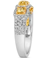 Le Vian Couture Sunny Yellow Diamond (5/8 ct. t.w.) & Vanilla Diamond (3/8 ct. t.w.) Three Stone Ring in Platinum & 14k Gold