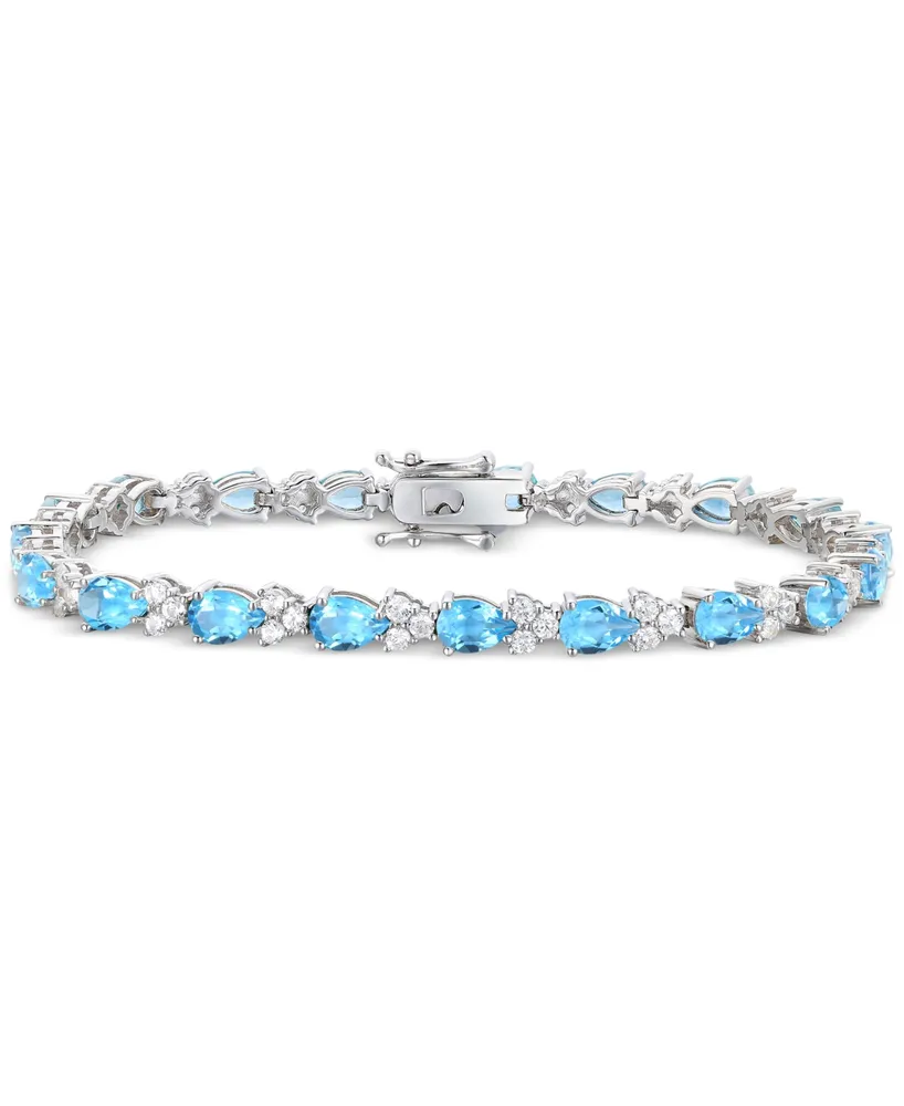 Amethyst (6-7/8 ct. t.w.) & Lab-Grown White Sapphire (2-1/2 ct. t.w.) Link Bracelet in Sterling Silver (Also in Blue Topaz, Peridot, Garnet, & Citrine