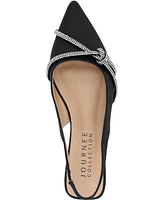 Journee Collection Women's Rebbel Rhinestone Knot Slingback Flats