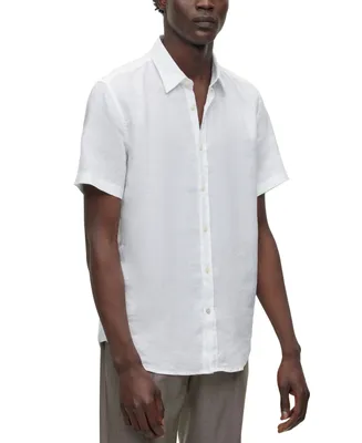 Boss by Hugo Boss Men's Slim-Fit Short-Sleeved Stretch-Linen Chambray Shirt