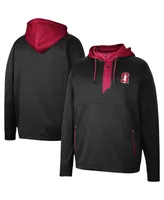 Men's Colosseum Black Stanford Cardinal Luge 3.0 Quarter-Zip Hoodie