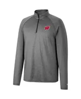 Men's Colosseum Heathered Gray Wisconsin Badgers Earth First Raglan Quarter-Zip Windshirt