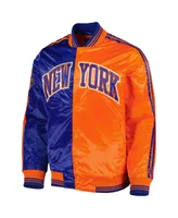 Men's Starter Blue, Orange New York Knicks Fast Break Satin Full-Snap Jacket